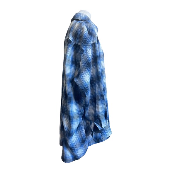 SLA The Label Women's Oversized Grandad Shirt Medium Flannel‎ Top Tartan Shacket - Picture 5 of 8